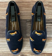 SO CUTE! Women's $575 Stubbs & Wootton Velvet “FOXY" Slippers Loafers Shoes 6.5