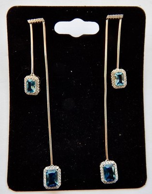 JCL JEAN CLAUDE LE BLANC 925 Sterling Silver Earrings w/Blue Topaz Stones NWOT