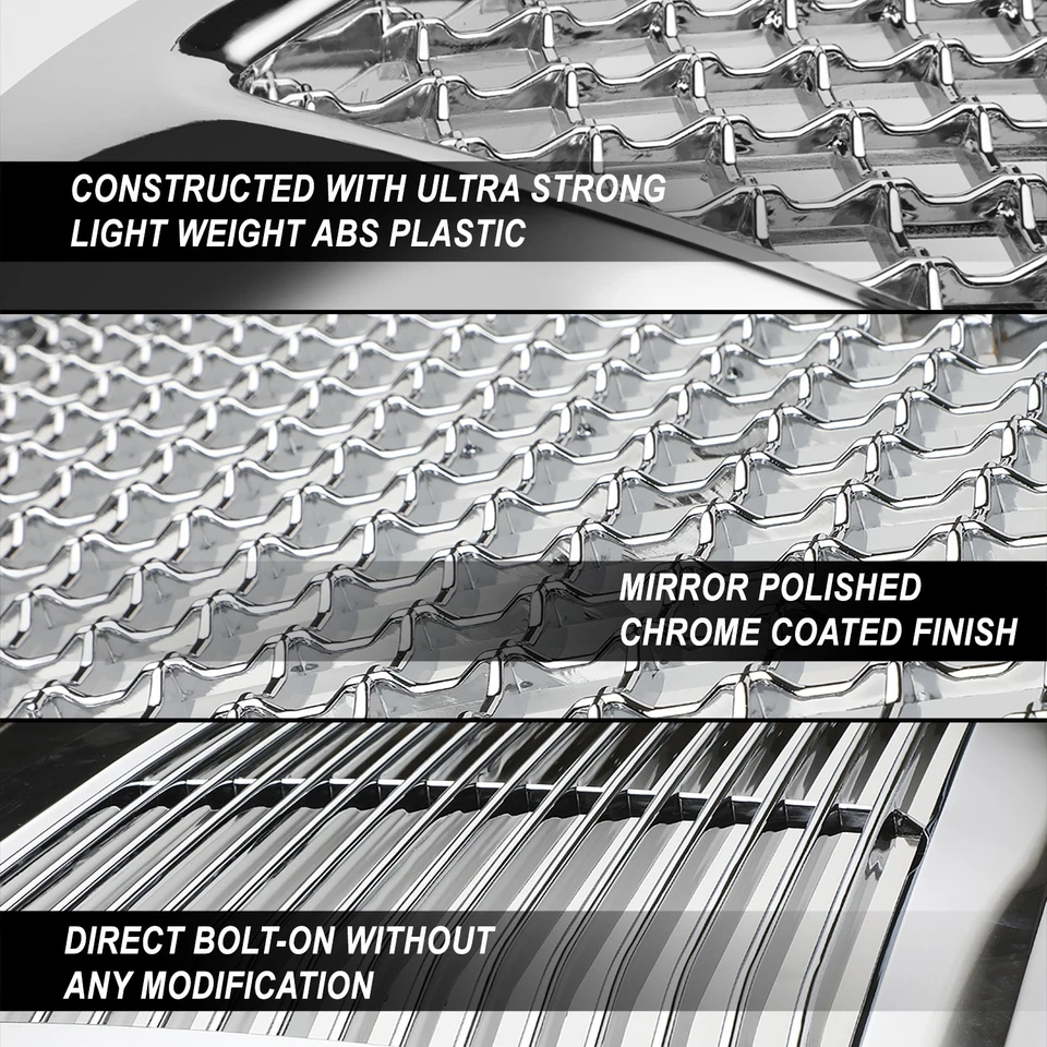 FOR 92-97 FORD F SUPER DUTY BRONCO F150-F350 F53 F59 FRONT BUMPER GRILLE CHROME - Image 2 of 4