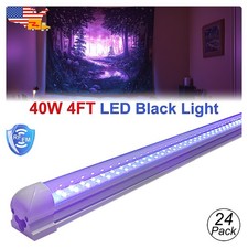 24 Pack LED UV Black Light Bar 48 inch 4Ft 40W with US Plug for Room Decoration