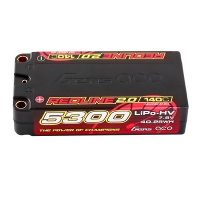 Gens ace 5300mAh 7.6V 140C 2S2P HV Shorty Redline 2.0 Series Lipo Battery