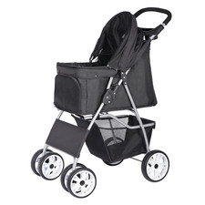 4 Wheels Foldable Pet Dog Cat Jogger Stroller Travel Carrier Strolling Cart W/Wa