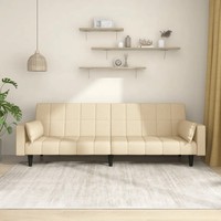 Schlafsofa 2-Sitzer Mit 2 Kissen Stoff Creme