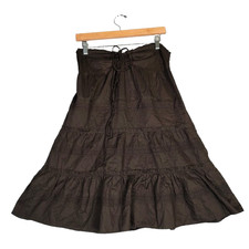Ann Taylor Loft Dress Women 2 Petites Brown Ruffle Tiered Fairy Grunge Strapless