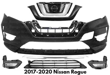 Front Bumper Cover Paintable & Grille Assembly Kit For 2017-2020 Nissan Rogue