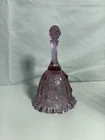 Vintage Fenton Cabbage Rose Dusty Light Pink 6 ¼ Ruffled Base Handled Glass Bell