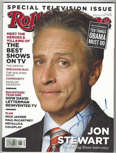 JON STEWART THE DAILY SHOW HOST SIGNED ROLLING STONE MAGAZINE BECKETT BAS COA