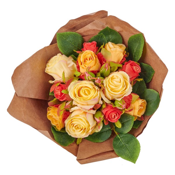 Gasper Kunstblume Rosenstrauß Dh 26X30 Cm Orange Pflanze Kunstpflanze-image