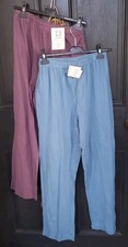 New Lot 2 Pairs SM Adini Pull On Elastic Waist Cotton Lounge Pants Blue Purple