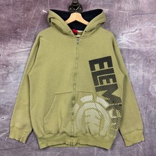 Vintage Element Sweater Mens Gray Medium Big Logo Graphic Zip Up Hoodie 00s 2659