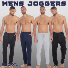 Mens Lounge Pants Pyjama Pjs Bottom Jersey Cotton Rich Plain Nightwear Soft warm