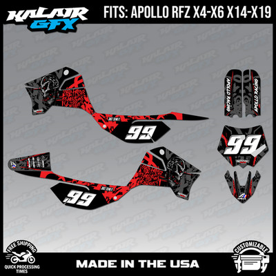 Graphics Kit for Apollo RFZ X4 X5 X6, X14 to X19 REVOLT-Red
