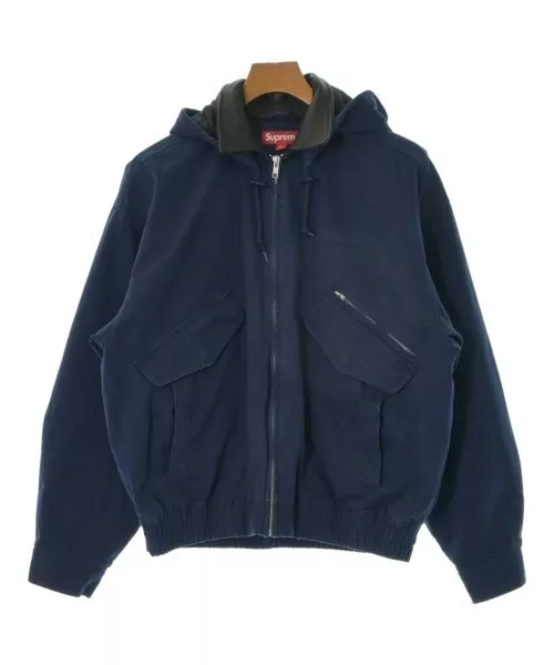 Parka blouson utilitaire col cuir Supreme 24AW bleu marine S fermeture éclair complète homme