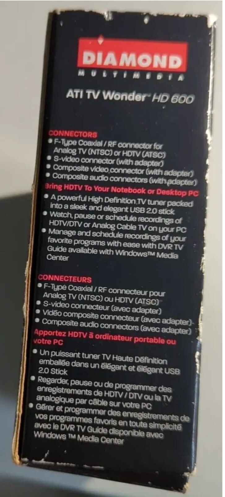 Diamond ATI TV Wonder HD 600 USB Digital & Analog TV Tuner  Video Recorder HDTV