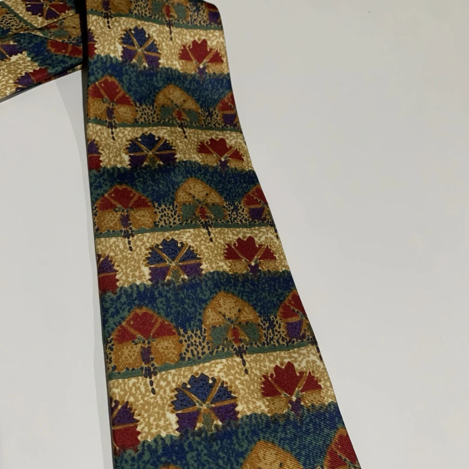 Vintage Structure Mens Tie Made In Italy Pure Silk Colorful Abstract Art - Image 3 of 4
