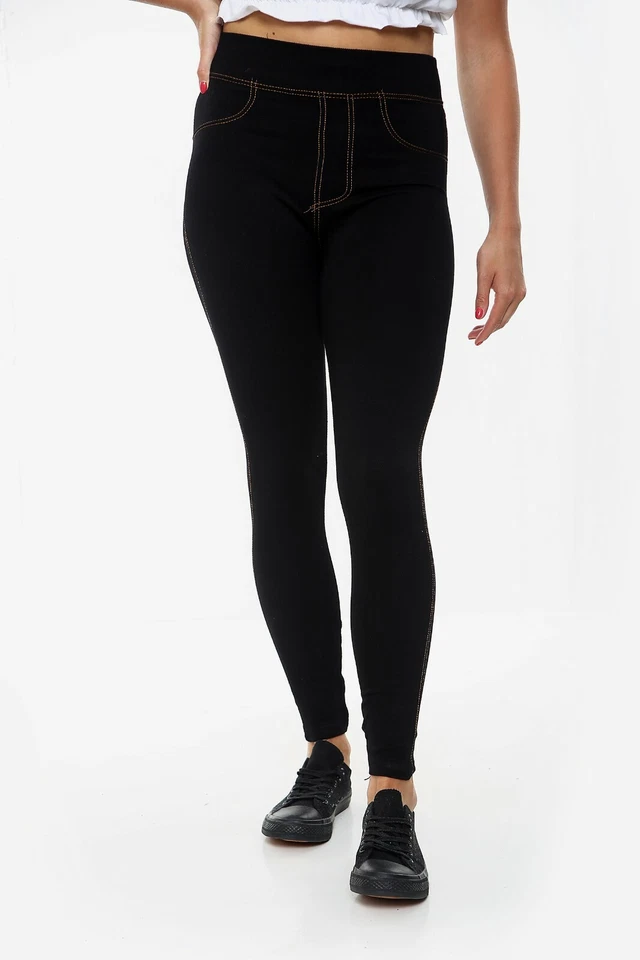 SAPPHIRE Womens Ladies Leggings Jeggings Strechy Denim JEAN Look Black and Blue