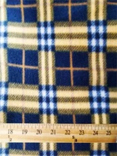 Fleece Printed Fabric Plaid - BLUE & GOLD (Triple lined) /58" Wide/ Sold by Yard