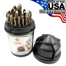 Cle Line 29pc COBALT M42 Hex Shank Drill Bit Set 1/16-1/2 Jobber Lengths USA