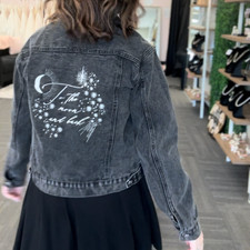 Black Distressed Denim Bridal Jacket To The Moon And Back Size Medium