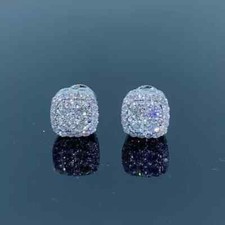 2 Ct Round Cut Created Diamond Men's Cluster Stud Earrings 14K White Gold Plated