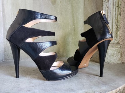 nine west black open toe heels