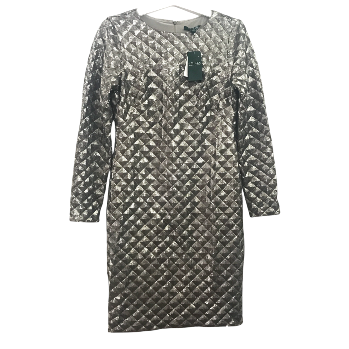 Lauren Ralph Lauren Size 8 Long Sleeve Geometric Sequin Dress Bodycon Metallic Lauren Ralph Lauren Size 8 Long Sleeve Geometric Sequin Dress Bodycon Metallic