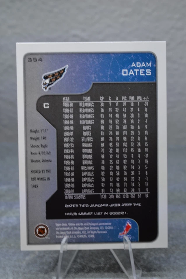 2001-02 UD Victory Capitals Hockey Card #354 Adam Oates - Image 2 of 2