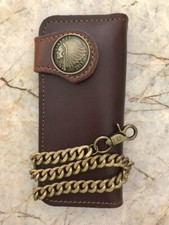 Leather Biker Wallet Chain Handmade Leather Wallet Mens Bifold Wallet Gift 9