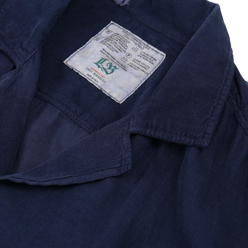 Camisa-Chaqueta Luigi Borrelli Azul Marino Ligera Sin Forro Pana Algodón L Nueva con Etiquetas Foto 4 de 4