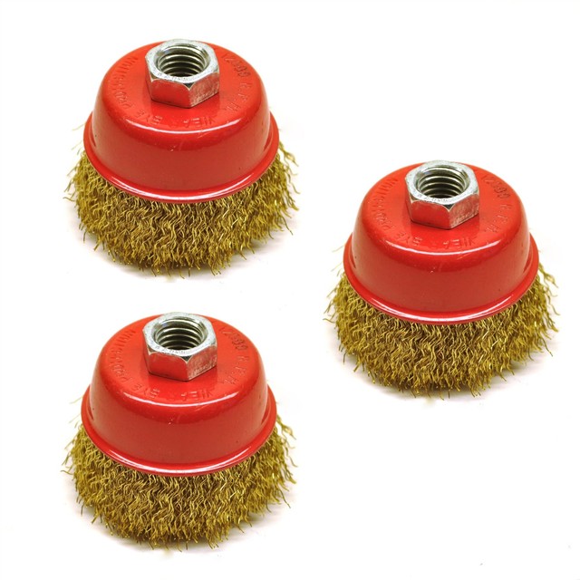 Wire Cup Brush / Wheel for Angle Grinder Crimped Brass Coated (6 Pack