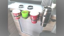 Campervan cup holder to fit onto conversion table rail VVW T5 T6 cup holder