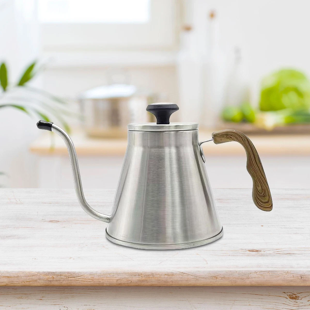 Tea Coffee Pot Stovetop Kettle with Wooden Handle Water Kettle Tea Kettles