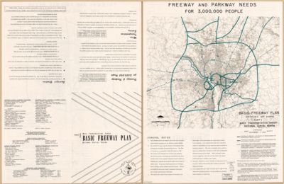 16'' x 24'' 1958 Map Of National Capital Region Freeway & Parkway Mass