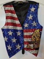 Patriotic American Sequined Vest With Stars And Stripes. Made By Bali Chic.