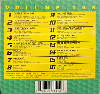 SF148           SUNFLY KARAOKE CDG VERY RARE, NOT SOLD IN THE USA  LOT UK