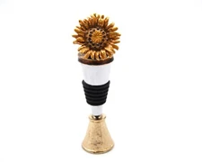 Jeweled Sunflower Bottle Stopper with Stand. Hand Crafted with Austrian Crystals
