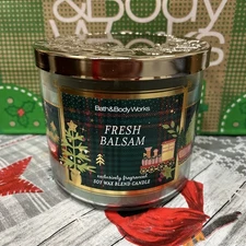 Bath & Body Works FRESH BALSAM 🎄 Scented 3 Wick CANDLE 25-45 Hours DELICIOUS!