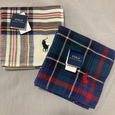 POLO RALPH LAUREN Handkerchief 2 Set Plaid Cotton 100 Made in Japan 25 25cm NEW