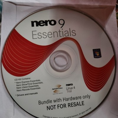 Nero 9 Essentials CD Burning Software Kit Drivers And Manuals DISC ONLY Linux 4