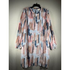 Orange Creek Los Angeles Abstract Pleated Mini Dress Blue Pink L ID83275