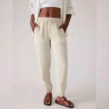 Athleta Retreat Linen Jogger Pants LT Tall Undyed Natural