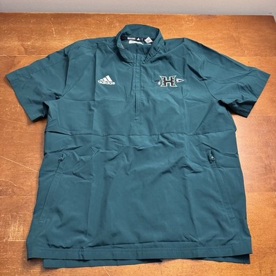 Hawaii Rainbow Warriors Jacket Mens Medium Green 1/4 Zip Pullover Adidas