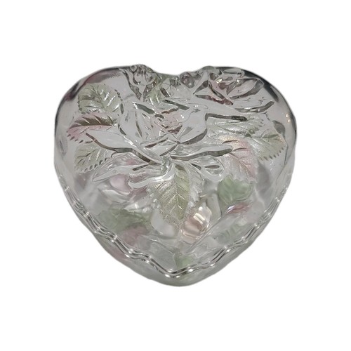 STUDIO NOVA Heart Shaped TRINKET Candy Dish 3D Emboss Glass Frosted PINK, Green - Picture 2 of 13