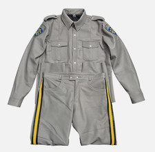 Men's Real leather Highway Police Uniform Breeches Long Sleeve Shirt  Pants CHP