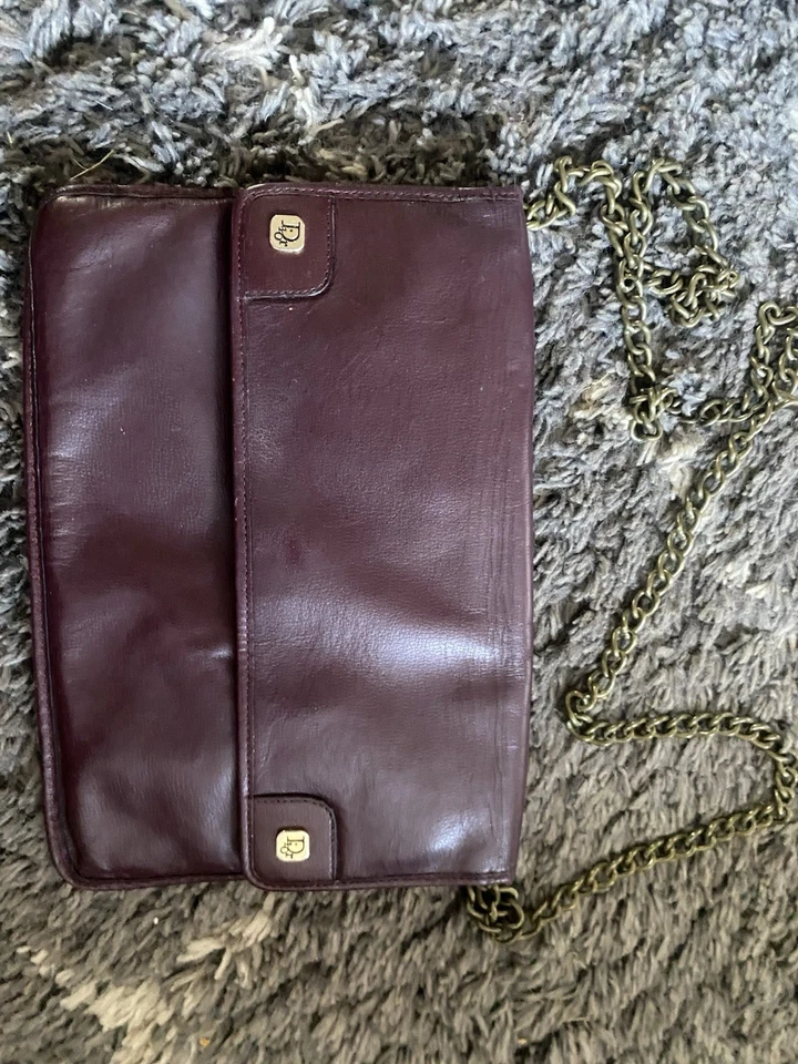 Vintage 1970s Christian Dior Oxblood Leather Handbag Good Condition Long Chain - Image 1 of 4