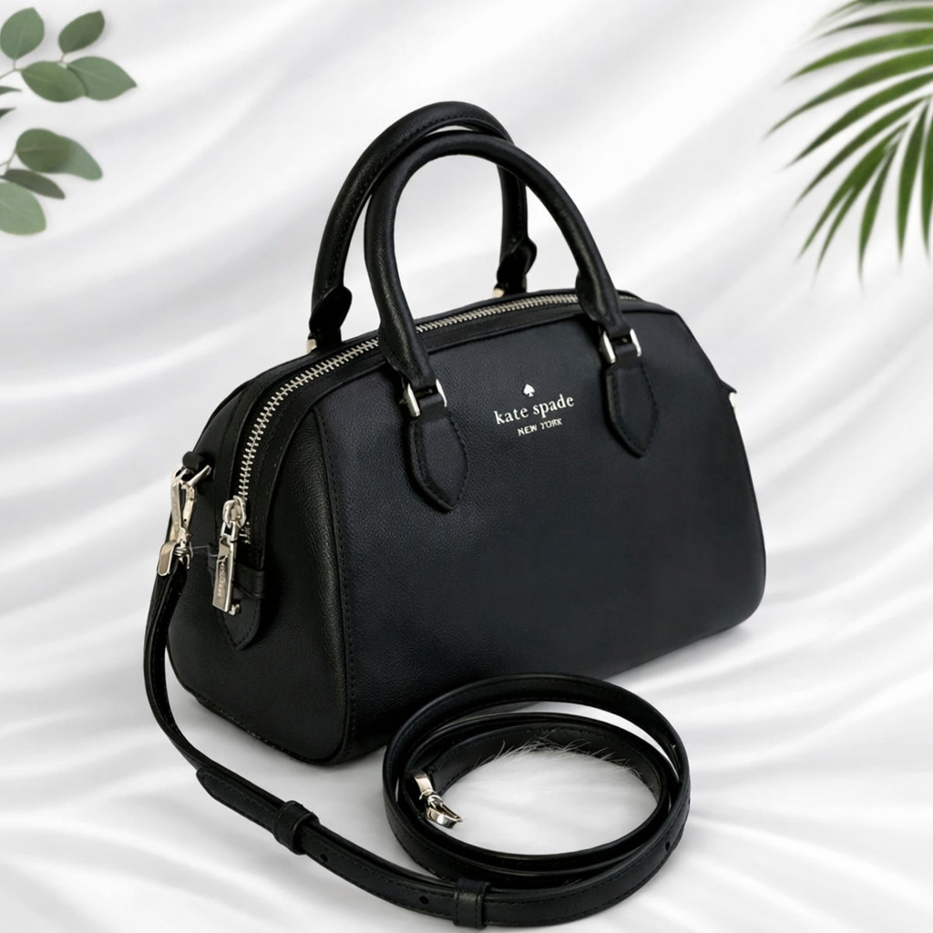 Kate Spade Madison Small Duffle Satchel Crossbody Black Leat