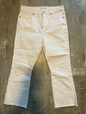 Loft High Waist Kick Crop Raw Hem Women's size 26 -(6 )White Denim Jeans NWOT