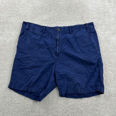Polo Ralph Lauren Shorts Mens Size 40 Straight Fit Blue Flat Front Linen Bermuda