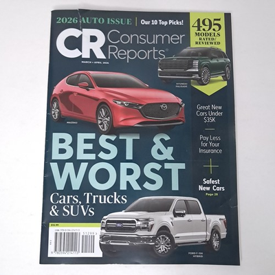 #ad Consumer Reports Annual Auto Issue 2026 Best amp; Worst Cars Trucks amp;SUVs $8.97