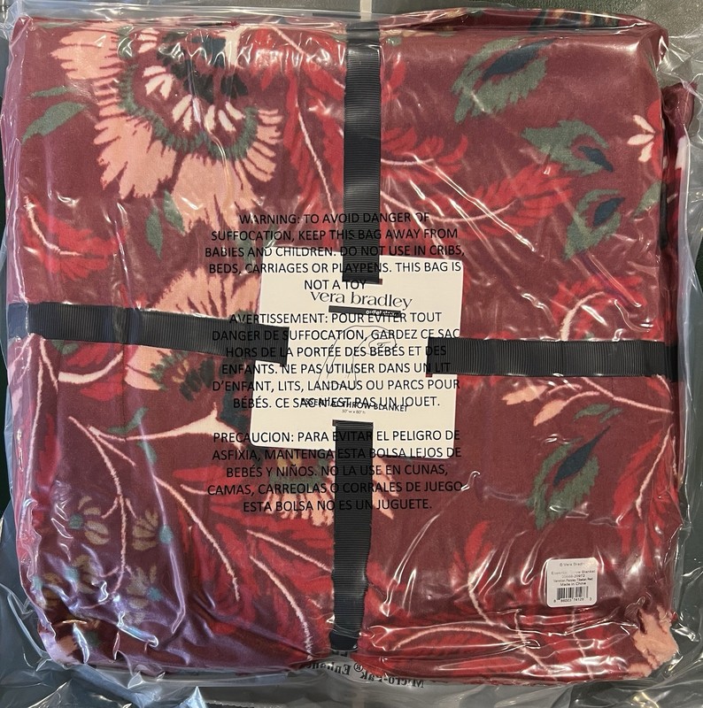 NWT Vera Bradley Essential Throw Blanket Venetian Paisley Tibetan Red NEW Floral
